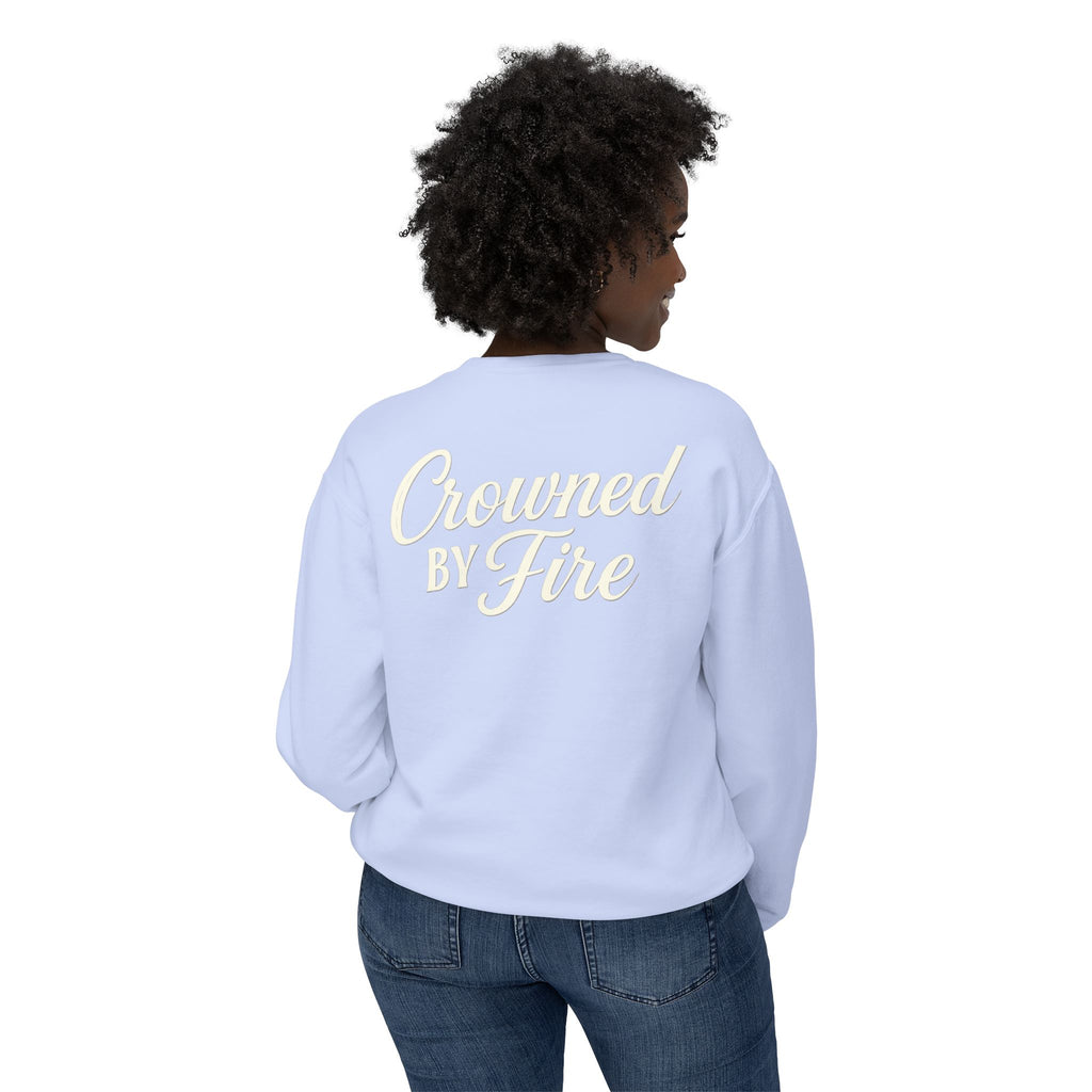 Crowned by Fire Sweatshirt, Unisex Lightweight Crewneck, Cozy Casual Wear, Perfect for Gifting, Fall Fashion