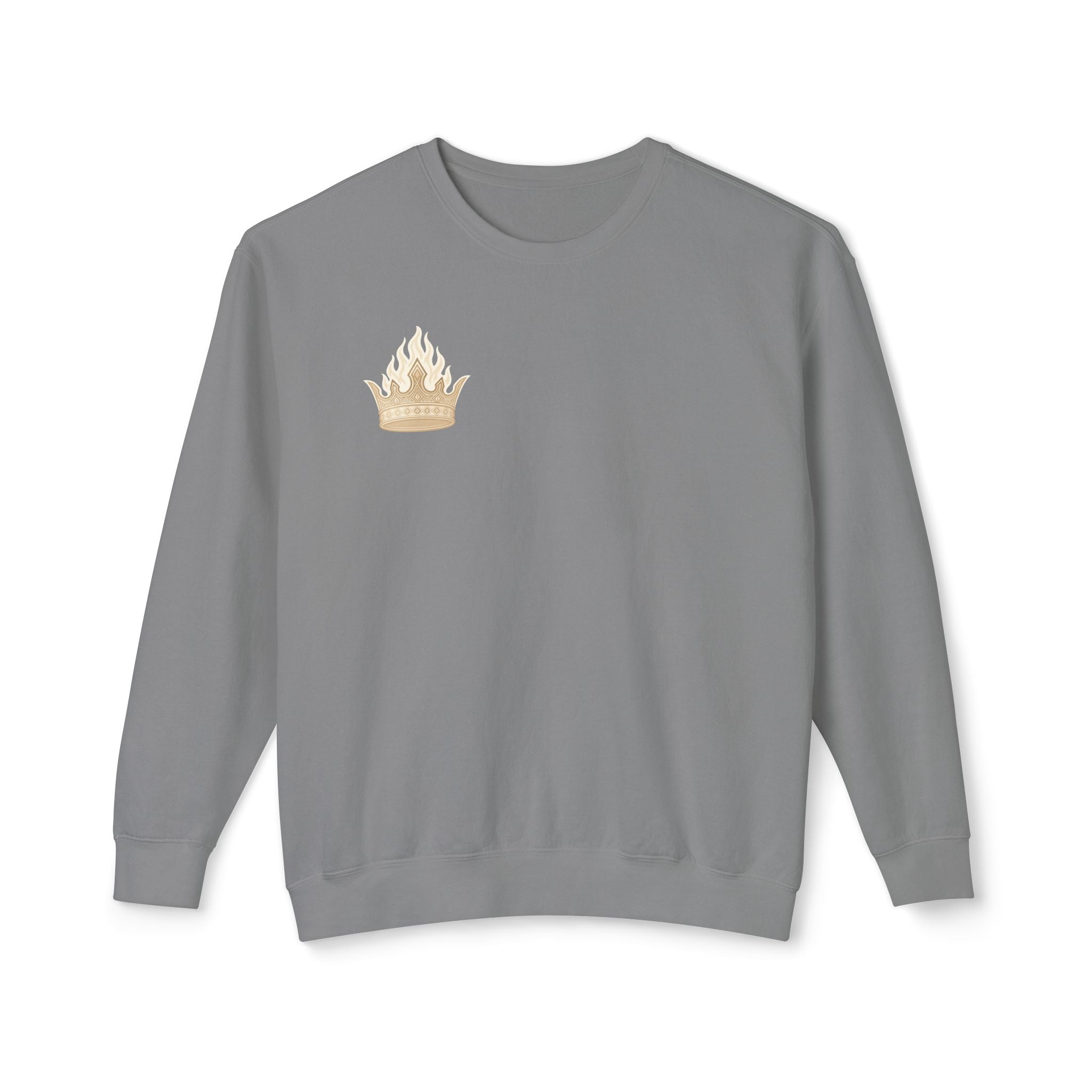 Crowned by Fire Sweatshirt, Unisex Lightweight Crewneck, Cozy Casual Wear, Perfect for Gifting, Fall Fashion