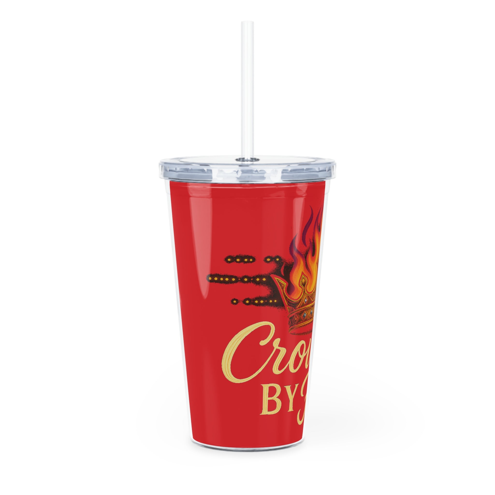 Red Crowned Signature Flame Tumbler – 20oz with Straw