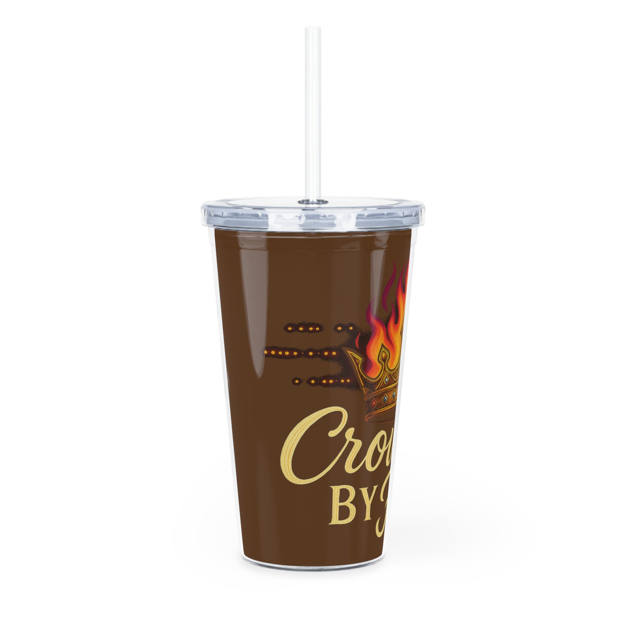 Brown Crowned By Fire Signature Tumbler with Straw
