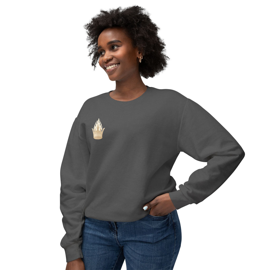 Crowned by Fire Sweatshirt, Unisex Lightweight Crewneck, Cozy Casual Wear, Perfect for Gifting, Fall Fashion