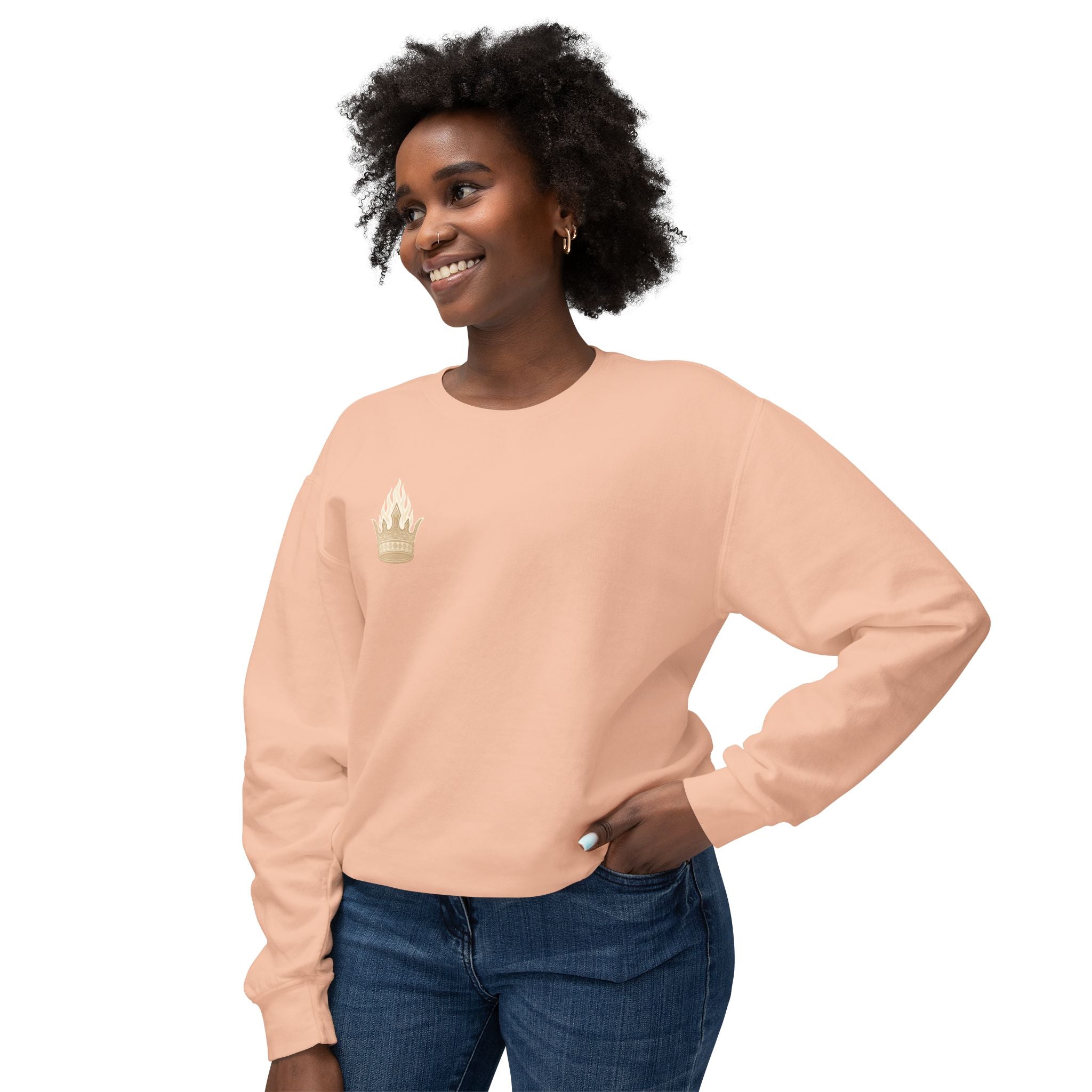 Crowned by Fire Sweatshirt, Unisex Lightweight Crewneck, Cozy Casual Wear, Perfect for Gifting, Fall Fashion