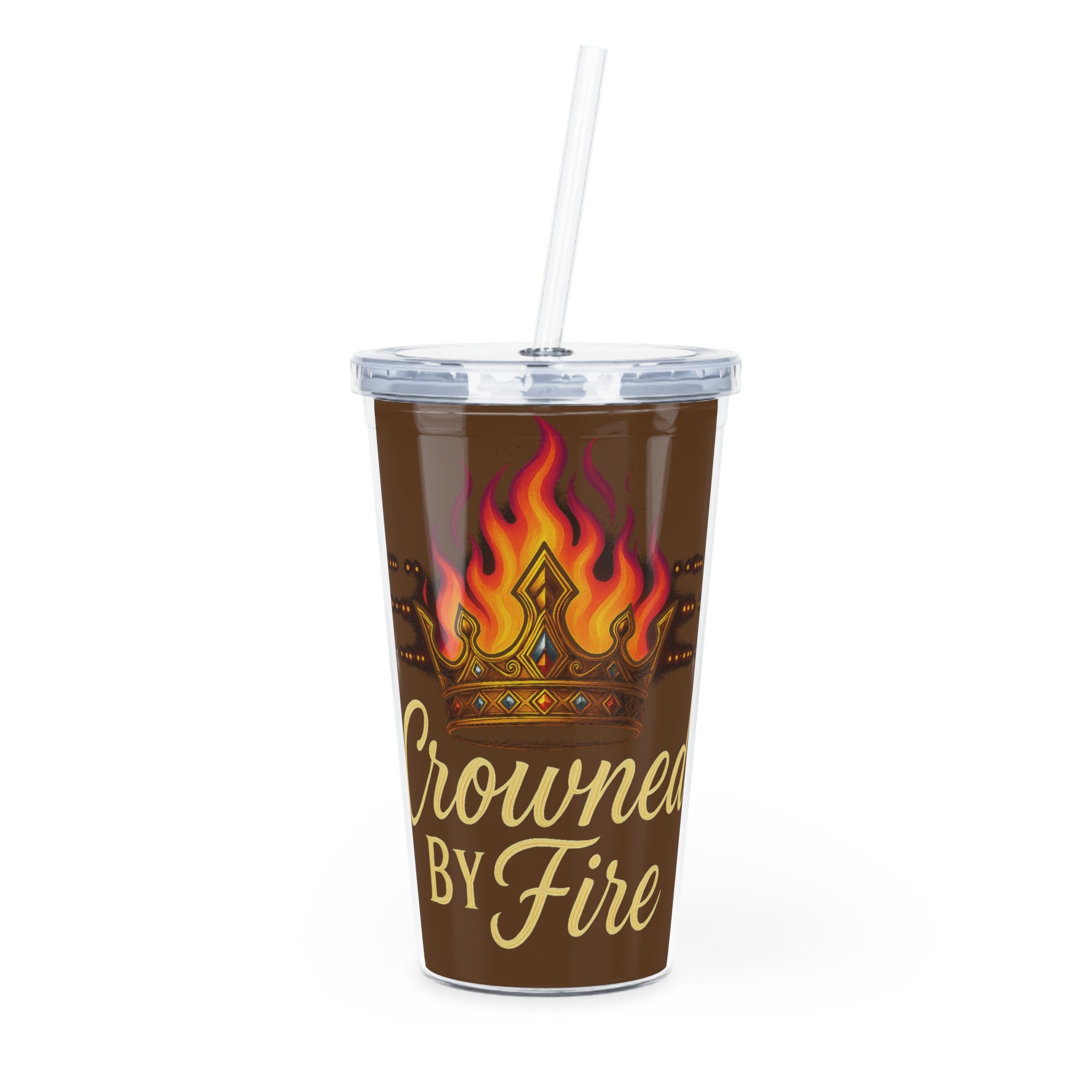 Brown Crowned By Fire Signature Tumbler with Straw