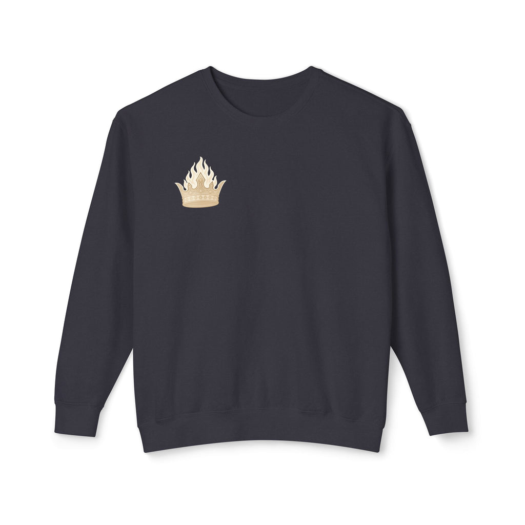 Crowned by Fire Sweatshirt, Unisex Lightweight Crewneck, Cozy Casual Wear, Perfect for Gifting, Fall Fashion