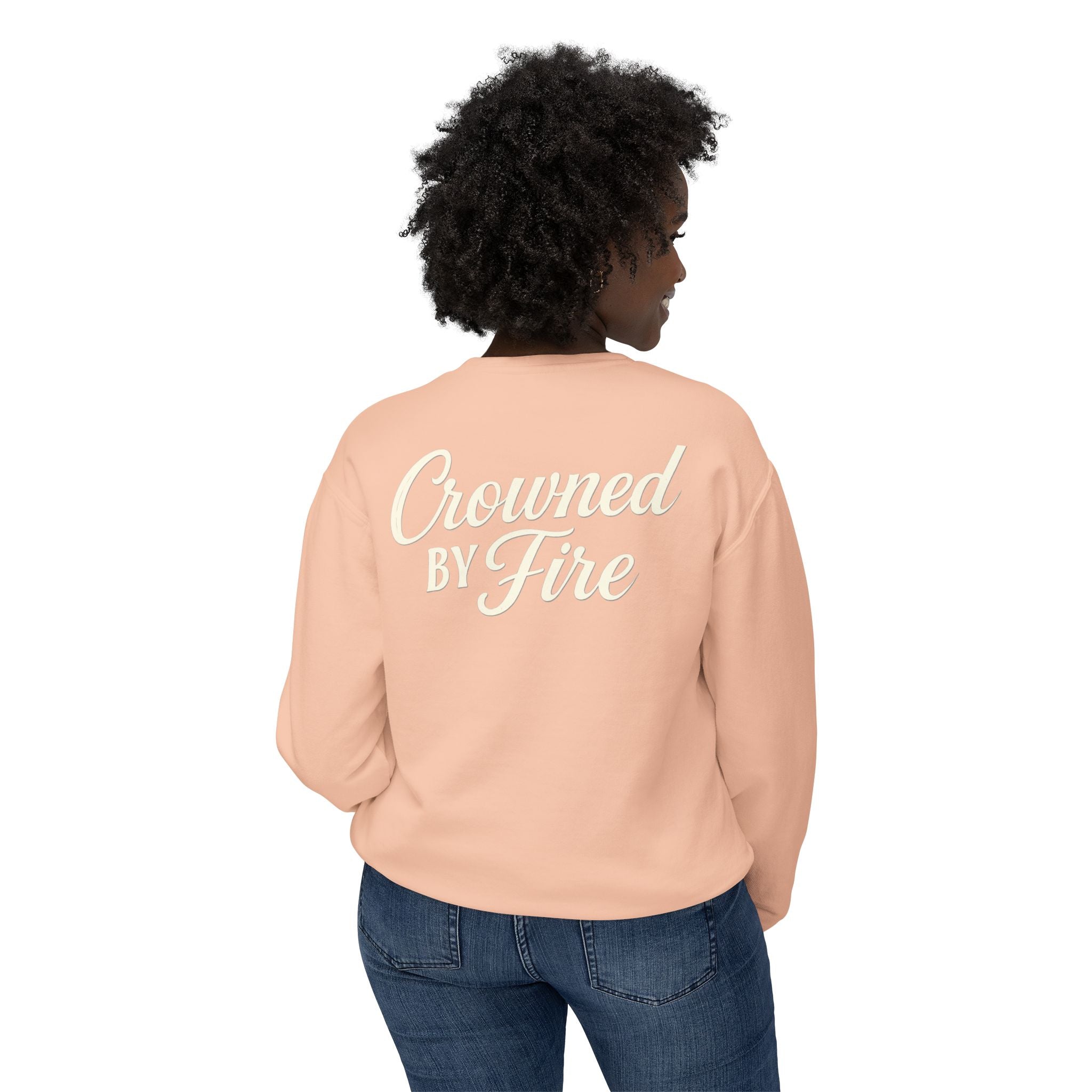 Crowned by Fire Sweatshirt, Unisex Lightweight Crewneck, Cozy Casual Wear, Perfect for Gifting, Fall Fashion