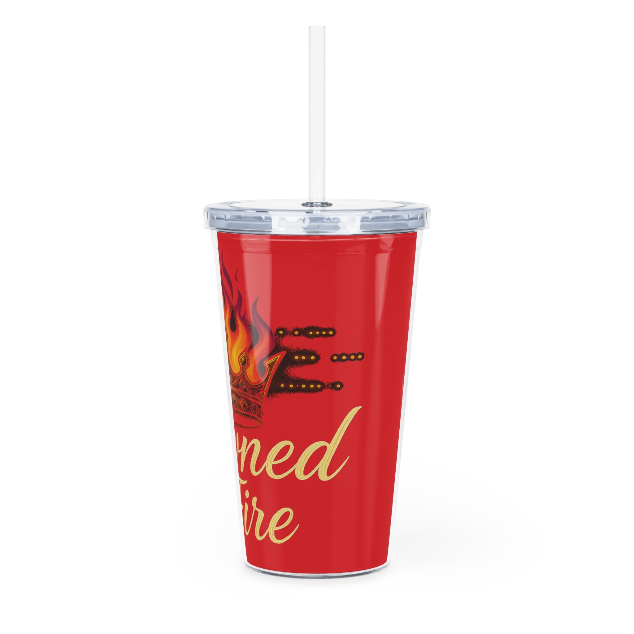 Red Crowned Signature Flame Tumbler – 20oz with Straw