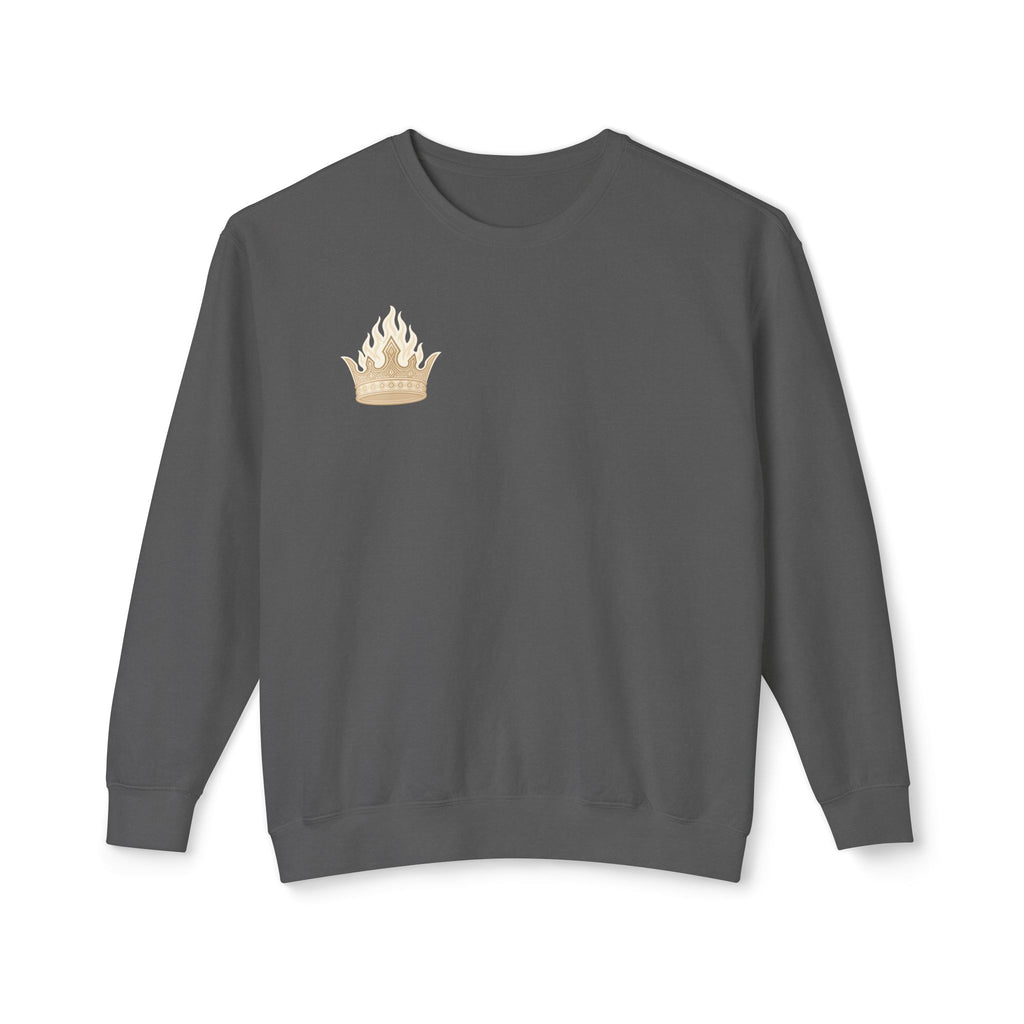 Crowned by Fire Sweatshirt, Unisex Lightweight Crewneck, Cozy Casual Wear, Perfect for Gifting, Fall Fashion