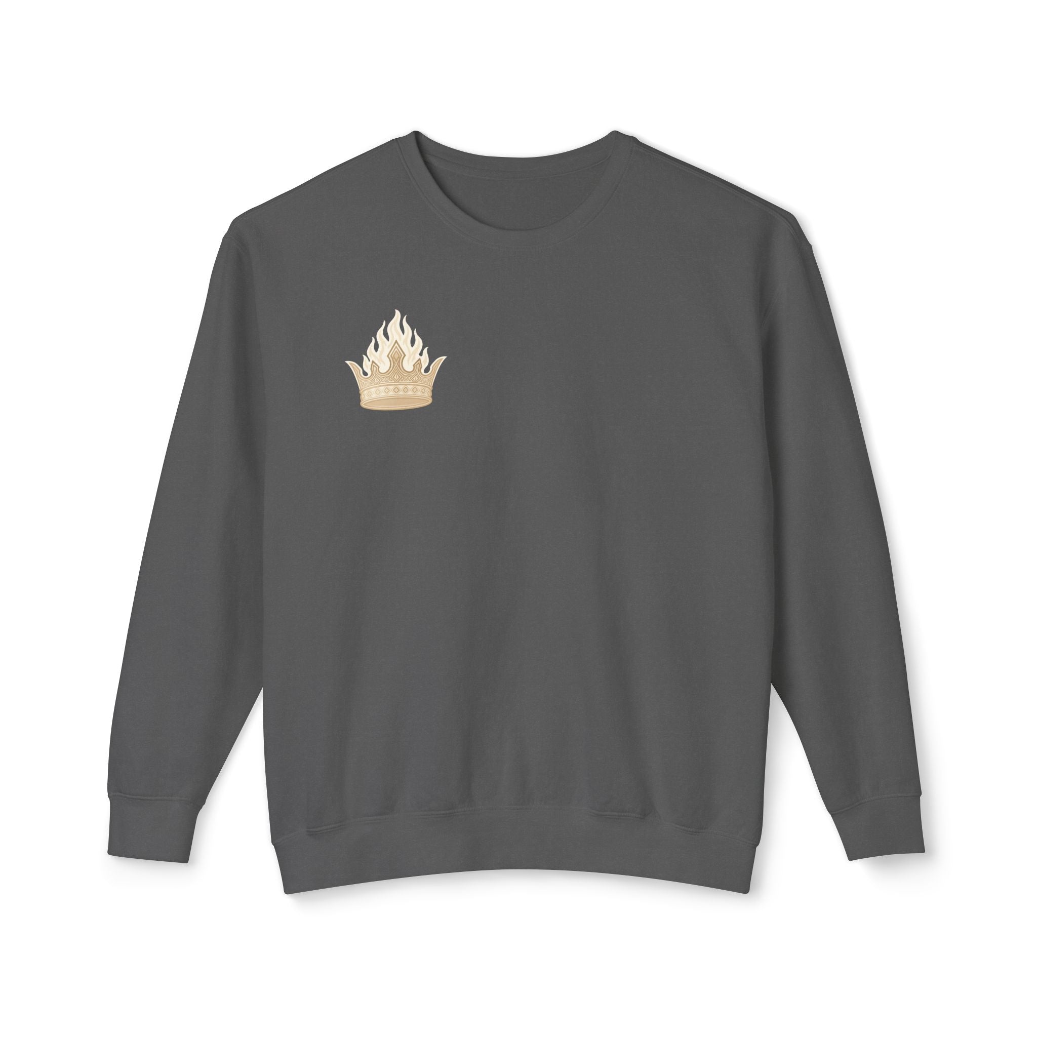 Crowned by Fire Sweatshirt, Unisex Lightweight Crewneck, Cozy Casual Wear, Perfect for Gifting, Fall Fashion