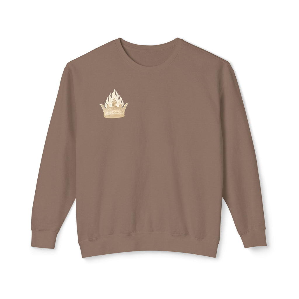 Crowned by Fire Sweatshirt, Unisex Lightweight Crewneck, Cozy Casual Wear, Perfect for Gifting, Fall Fashion