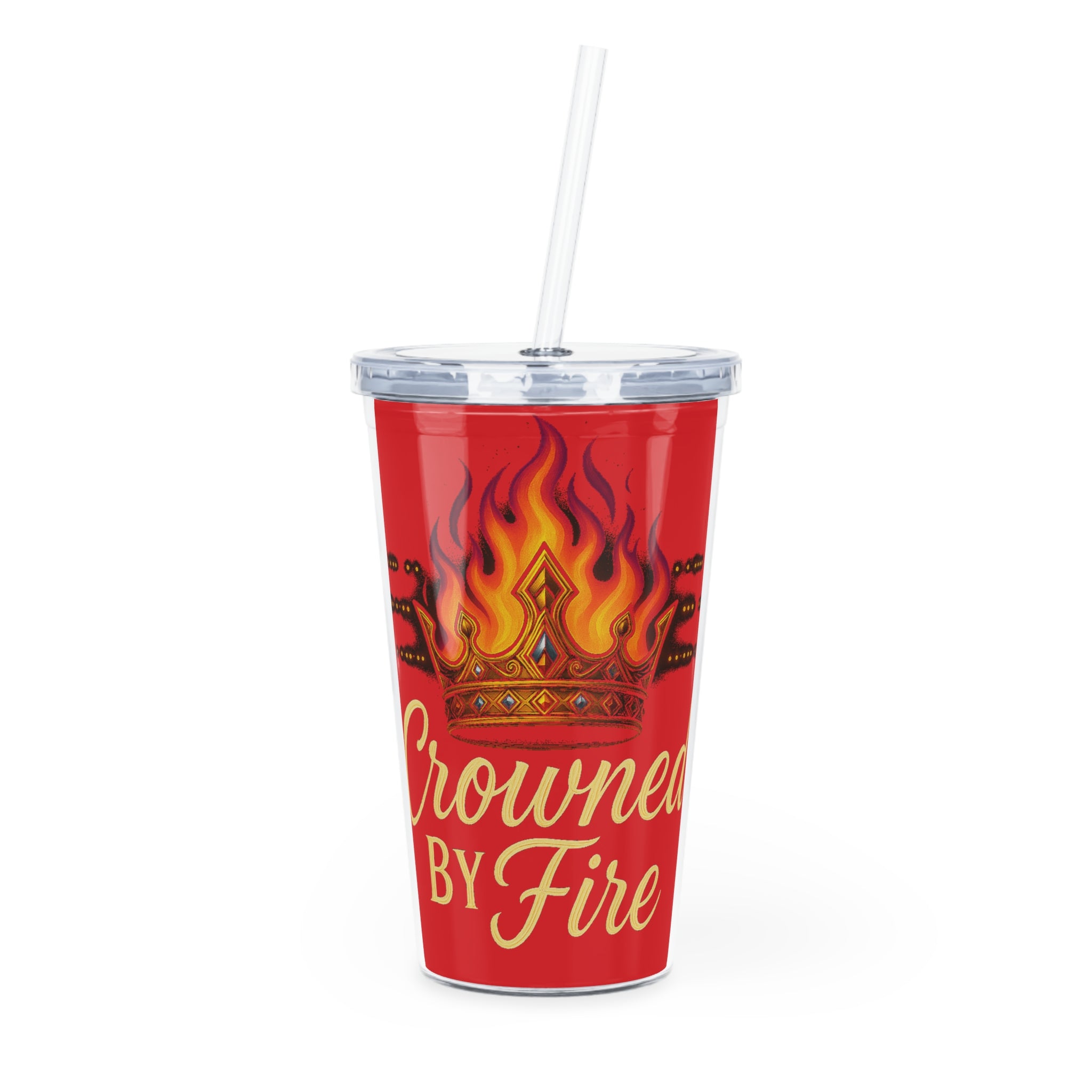 Red Crowned Signature Flame Tumbler – 20oz with Straw