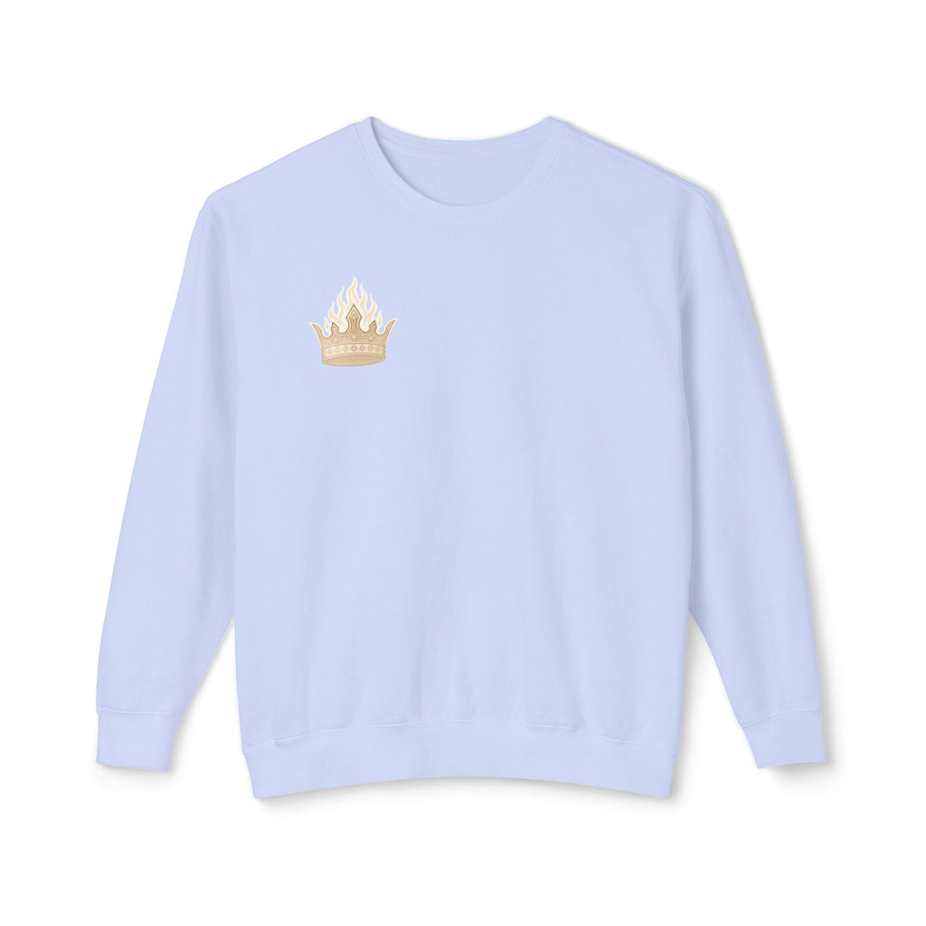 Crowned by Fire Sweatshirt, Unisex Lightweight Crewneck, Cozy Casual Wear, Perfect for Gifting, Fall Fashion
