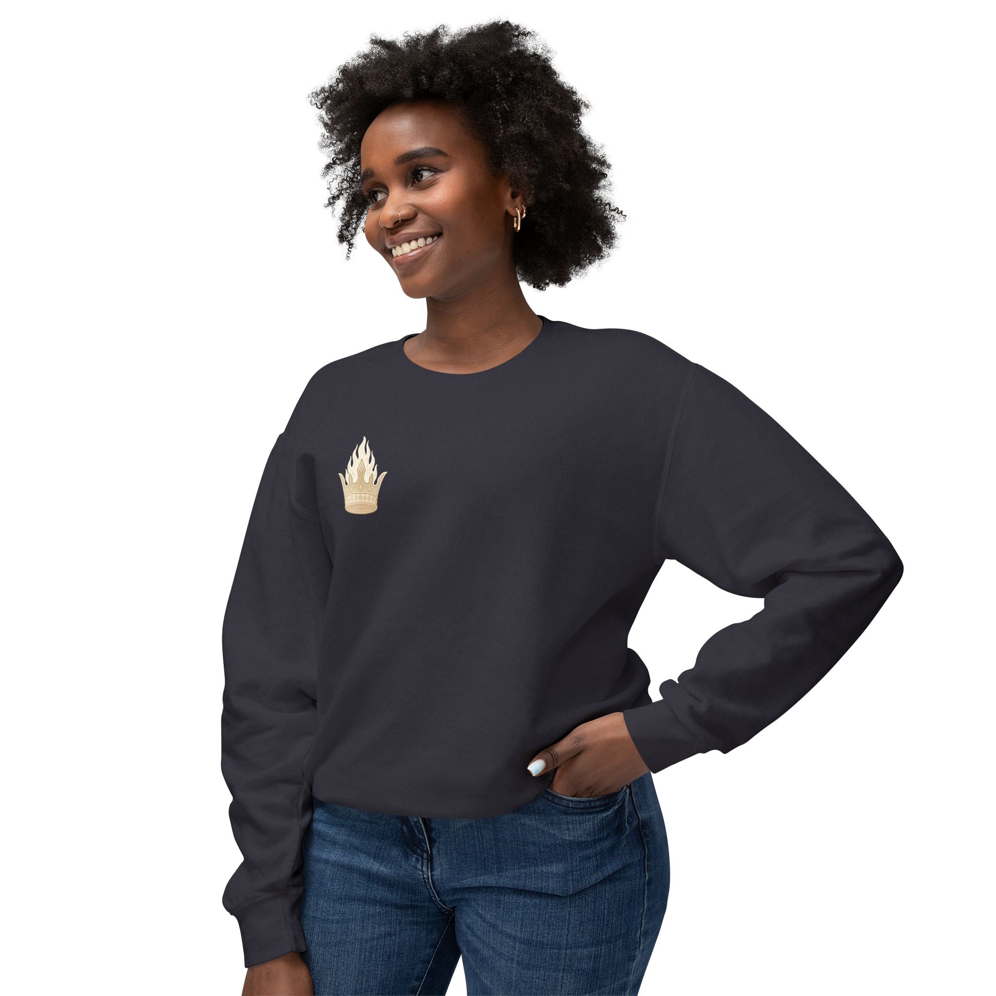 Crowned by Fire Sweatshirt, Unisex Lightweight Crewneck, Cozy Casual Wear, Perfect for Gifting, Fall Fashion