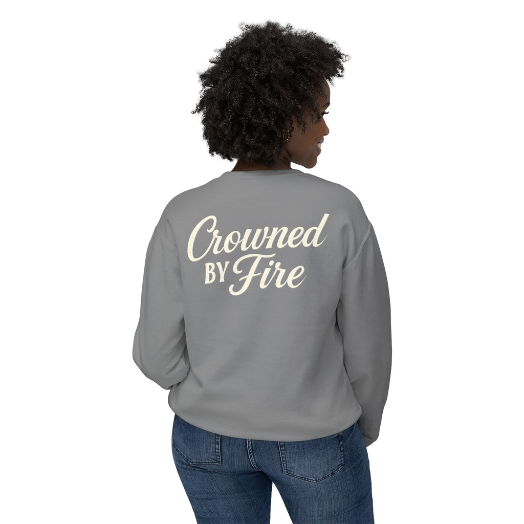 Crowned by Fire Sweatshirt, Unisex Lightweight Crewneck, Cozy Casual Wear, Perfect for Gifting, Fall Fashion
