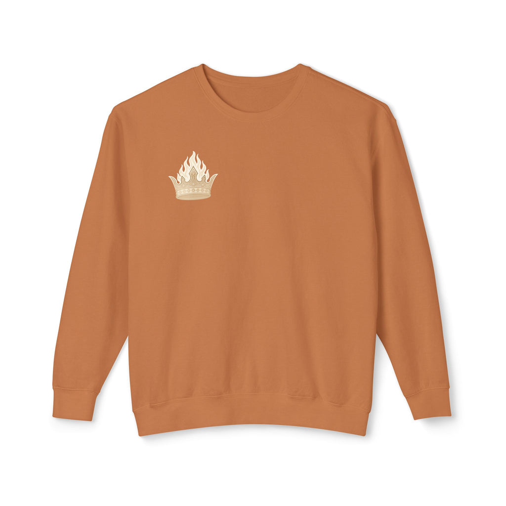 Crowned by Fire Sweatshirt, Unisex Lightweight Crewneck, Cozy Casual Wear, Perfect for Gifting, Fall Fashion