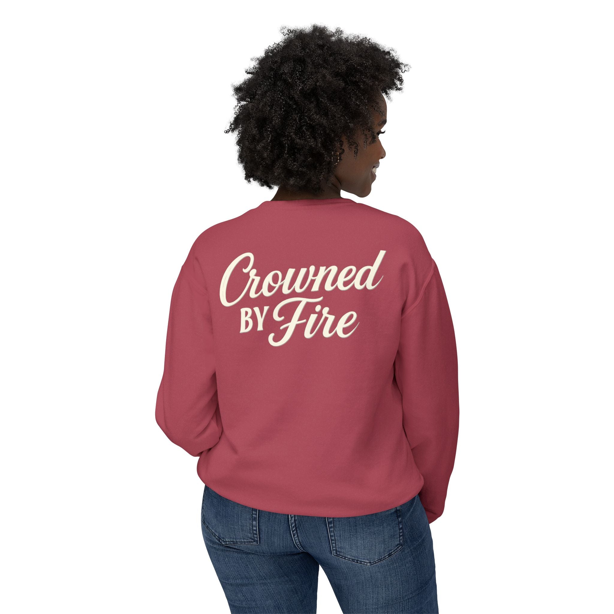 Crowned by Fire Sweatshirt, Unisex Lightweight Crewneck, Cozy Casual Wear, Perfect for Gifting, Fall Fashion